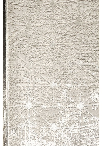 Parlak Saten Dokulu Poem Bambu Tuşe Modern Trend Halı Pm06 Beyaz Gümüş