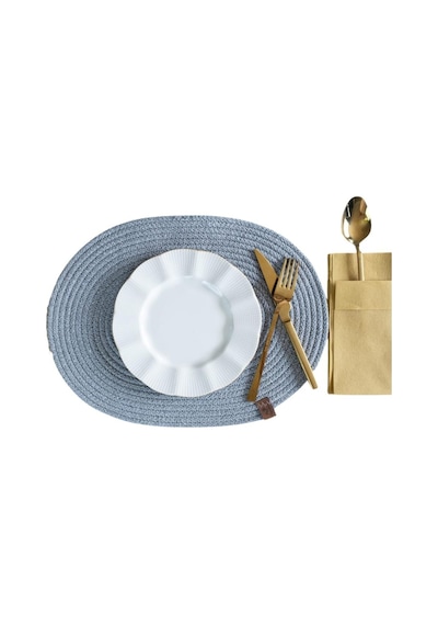Vos Versa Amerikan Servis Tekli Supla Lux Sunum Tabak Altlığ - Oval Gri Vvhm0042-399 - Gri