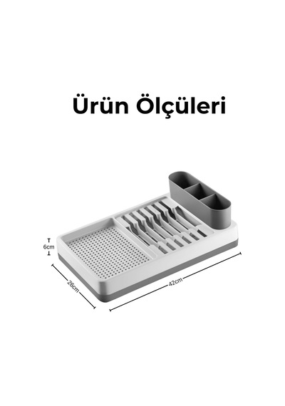 Ayrex Pratik Tezgah Üstü Bulaşıklık Tabaklık Kurutmalık - Dayanıklı Plastik Çok Bölmeli Mutfak Düzenleyici O Diğer