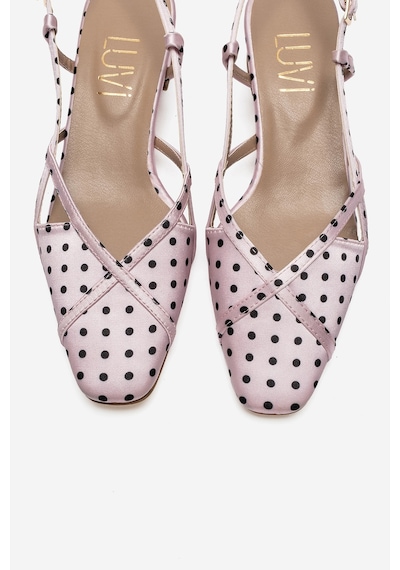 Luvi Shoes Olena Pembe Siyah Puantiyeli Kadın Topuklu Sandalet
