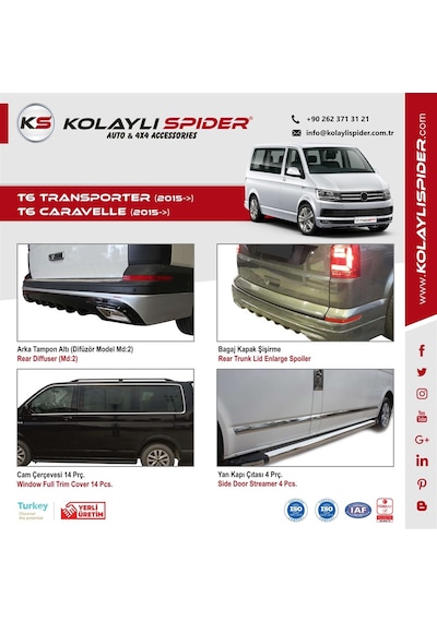 Vw Transporter T6 Ön Panjur Çıtası 4 Prç Krom 2015 Ve Sonrası