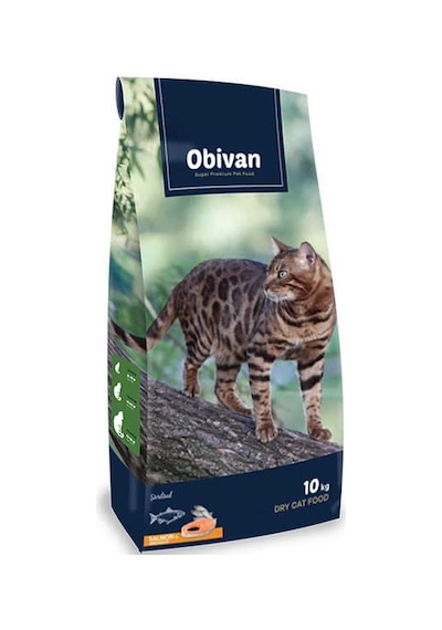 Obivan Somonlu ve Hamsili Kısırlaştırılmış Yetişkin Kedi Maması 10 KG