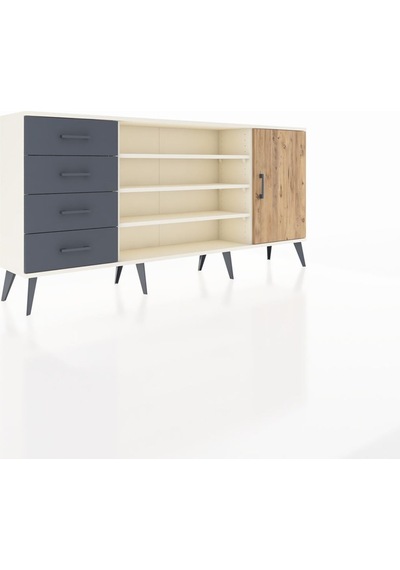 Arges Konsol 6 Raflı 4 Çekmeceli Tek Kapaklı 176x30x83 Aytaşı-çam/antrasit Çam/antrasit Arges Konsol 6 Raflı 4 Çekmeceli Tek Kapaklı 176x30x83 Aytaşı-çam/antrasit Çam/antrasit