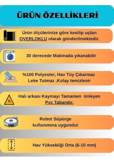 Dinar Armoni Kaymaz Tabanlı Kesme Kabartmalı Yıkanabilir Salon Koridor Mutfak Hali Bej