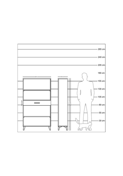 Arges Dolap 3 Raflı Tek Çekmeceli 88x30x163 Çam-çam Çam