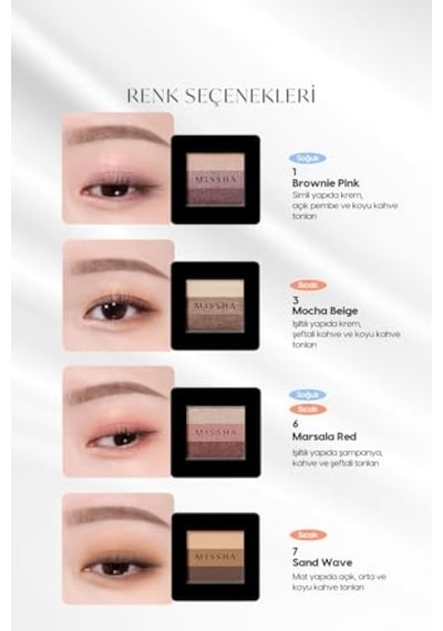 Mıssha Yumuşak Dokulu, Dökülme Yapmayan 3 Renkli Göz Farı Triple Shadow No.6 Marsala Red 00
