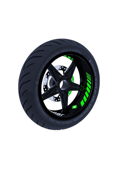 Moto Rider 4'lü Sticker Seti Floresan Yeşil İç Dış Jant Şeridi Kask Ve Çamurluk Çınar Extreme