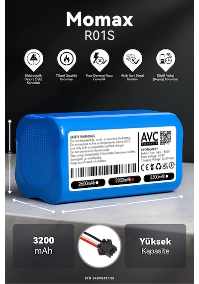 Momax R01s 3200mah Robot Süpürge Bataryası D.k