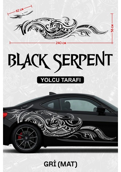 Black Serpent Yan Gövde Sticker Kaplama Gri Mat Yolcu - 864811967