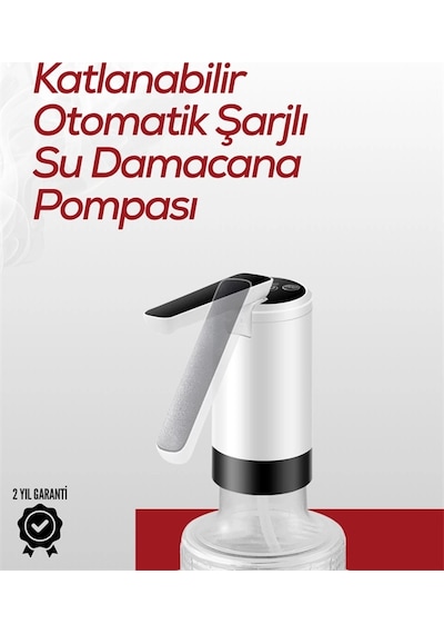 Uzun Şarj Süreli Su Pompası Tek Tuşla Başlat/durdur Cam Damacana Uyumlu Enerji Tasarruflu 4w Güç Beyaz