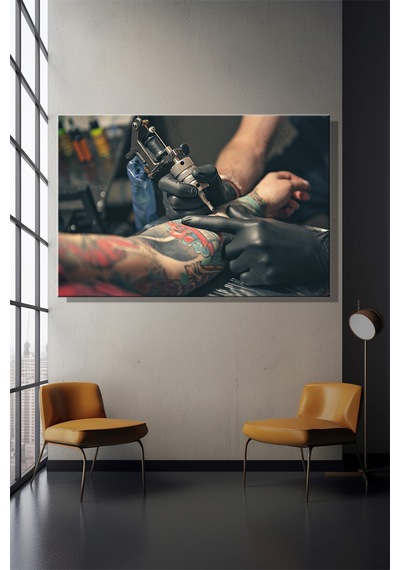 Kanvas Duvar Tablosu Yatay Güzellik Stüdyo Tattoo Dövme Body Art Dövmeci Vücut Boyama Çok Renkli