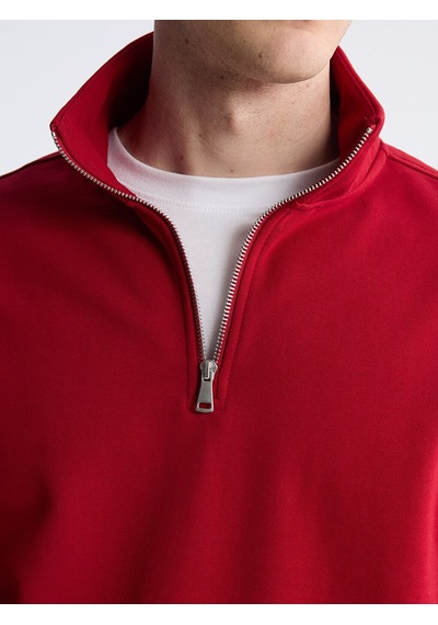 Lcw Vision Kırmızı Fermuarlı Dik Yaka Erkek Kalın Sweatshirt