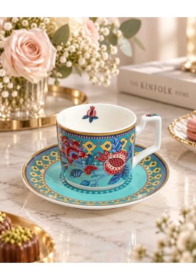 6 Kişilik Porselen Flower Of Life Kahve Fincanı 100 Ml-7665 Çok Renkli