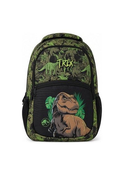 T-rex Dinozor İlkokul Okul Çantası 3 Bölmeli Yeşil Çocuk Sırt Çantası 40 X 30 X 15 Cm Çok Renkli