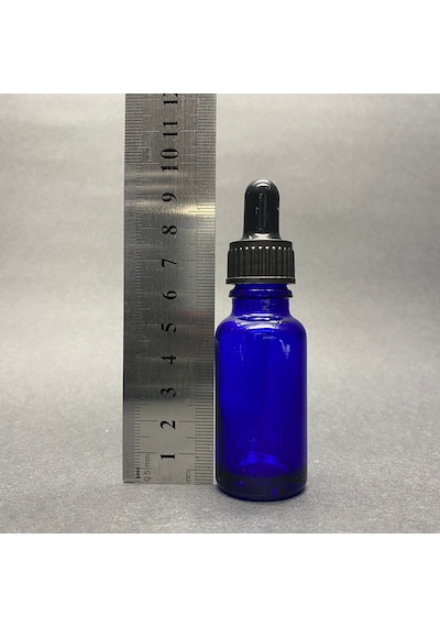 20ml Mavi Cam Damlalıklı Şişe , Siyah Plastik Kapak , 20 Cc Mavi