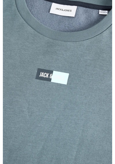 Jack & Jones Erkek Jjpan Bisiklet Yaka Logo Detaylı Sweatshirt 12310759 Havacı