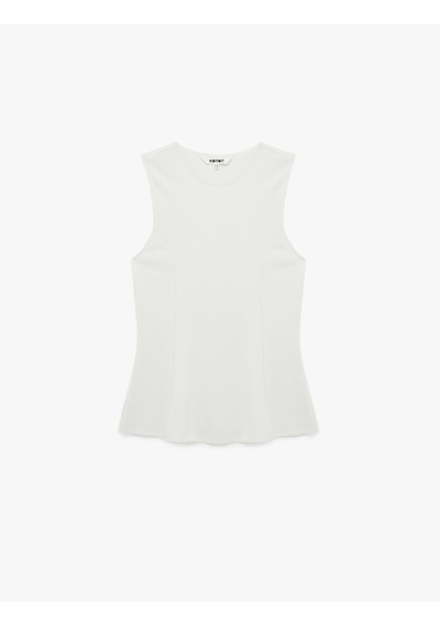 Koton Slim Fit Bisiklet Yaka Kolsuz Bluz Kırık Beyaz 6sak10030ek Ekru