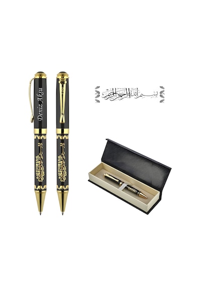 Bk Gift Kişiye Özel Premium Besmele Kabartmalı Baskılı Roller Kalem Lazer Kazımalı İsim Yazılı, Mavi Mürekkepli Kobitmeyencom36193 Bk Gift