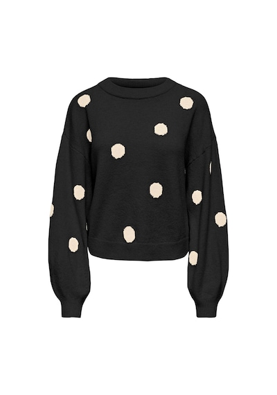 Only Onlrıca Ls Detaıl O-neck Siyah - Beyaz Kadın Kazak 15375856