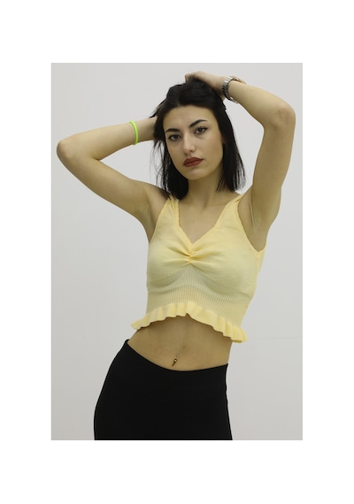Modi Bel Lastikli Triko Bluz Hardal - P-019708 Altın - Siyah Modi Bel Lastikli Triko Bluz Hardal - P-019708 Altın - Siyah