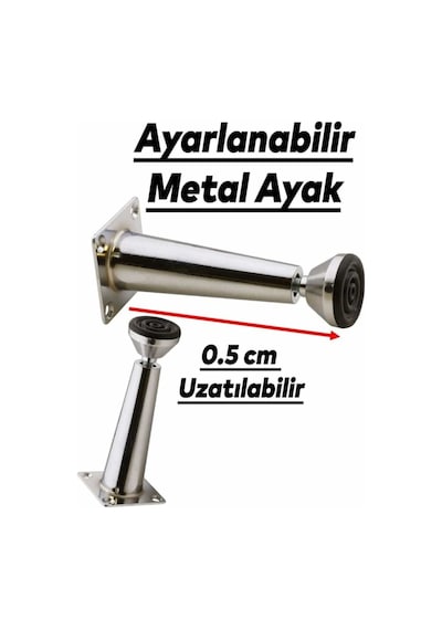 2 Adet Mobilya Sehpa Puf Zigon Metal Ayağı Ayarlanabilir Krom Ayak 8 Cm Bej Diğer