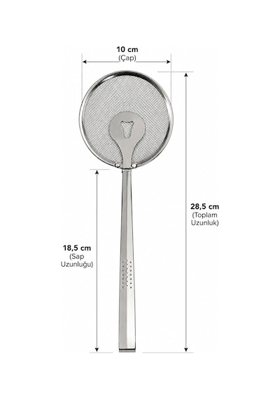 Süzgeçli Kızartma Maşası 28,5 Cm Yağ Süzgeci Tel Kevgir Kızartma Kepçesi 10 Cm Diğer