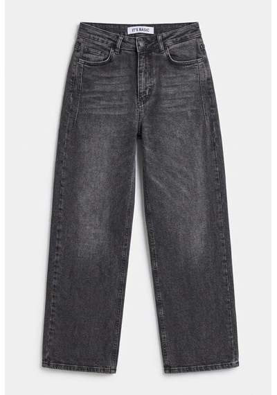 Kadın Füme 4w6-14 Wide Leg Fit Esnek Kumaş Denim Jean