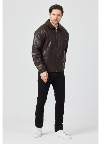 Danger Erkek Limited Edition Deri Mont Ceket Kahverengi