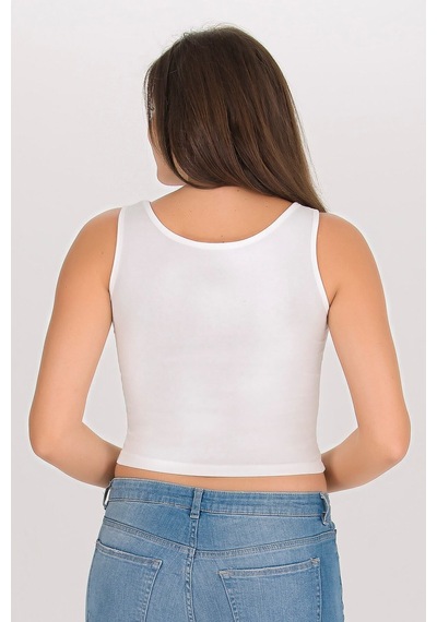 Sensu Kadın Beyaz Kalın Askılı Crop Büstiyer - Bst1006 Beyaz