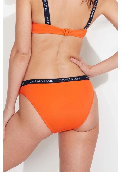 U.S. Polo Assn. Kadın Turuncu Kalın Kenarlı Lastikli Bikini Alt Turuncu