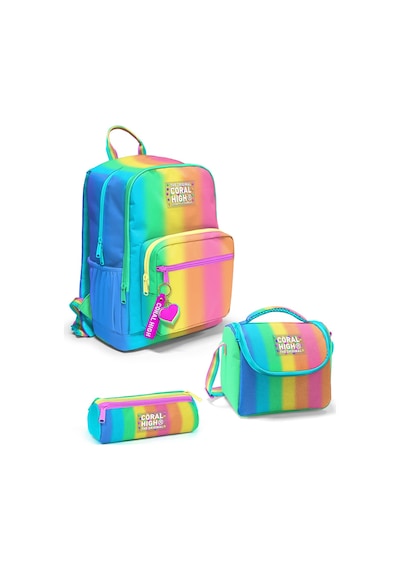 Coral High Renkli Çizgili 3 Lü Okul Çanta Seti Set0123673 Çok Renkli