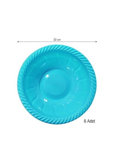 Roll Up Plastik Yuvarlak Kase Turkuaz 22 CM. 6'lı