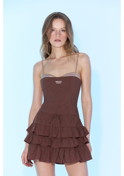 Sagaza Studio Ss6005 Cındy Mimi Elbise Kahverengi