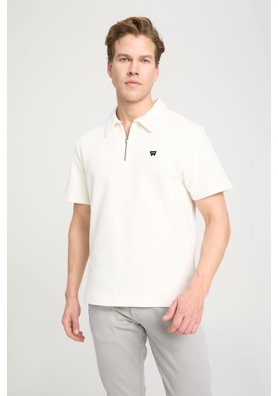 Wrangler Yarım Fermuarlı Polo Erkek T-shirt Beyaz