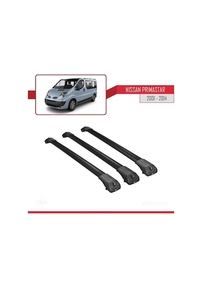 Nissan Primastar 2001-2014 Arası İle Uyumlu Ace-1 Ara Atkı Tavan Barı Siyah 3 Adet Bar