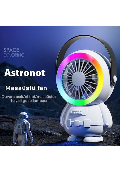 Ally Sarjli Astronot Fan Vantilatör Tasinabilir El - Masa Üstü Vantilatör 1500mah
