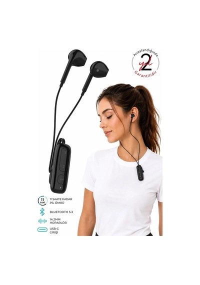 Yaka Klipsli Bluetooth Kulaklık Tws Mikrofonlu Kablosuz Boyun Asmalı