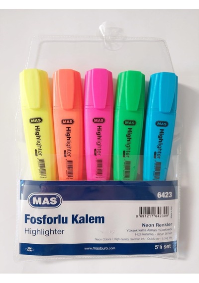 Mas Fosforlu Kalem 5'li Plastik Ambalaj Genel