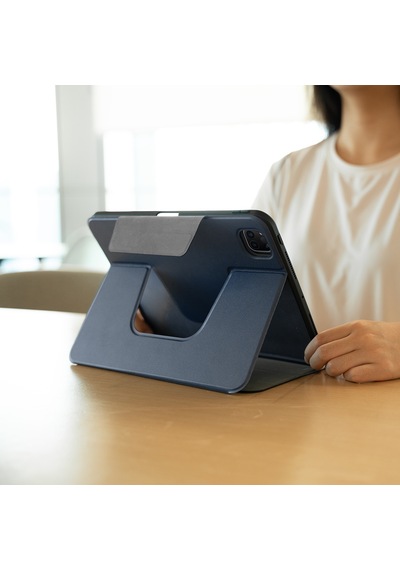 Apple Uyumlu iPad, Pro 11 2024 Raptic Spin Detachable Folio Pu Ayrılabilir Kalem Bölmeli Standlı Kılıf Lacivert