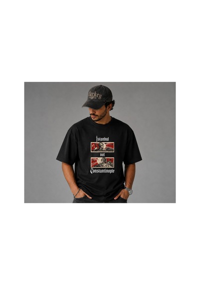 Yolo Street İstanbul Not Constantinople Baskılı Oversize %100 Pamuk Erkek Tişört Vintage Streetwear Siyah112 Yolo Street İstanbul Not Constantinople Baskılı Oversize %100 Pamuk Erkek Tişört Vintage Streetwear Siyah112