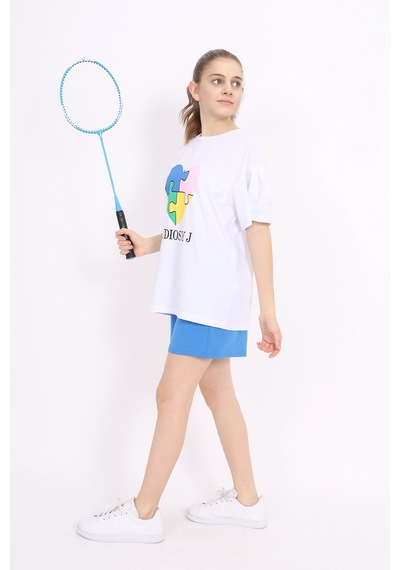 Toontoy Kids Toontoy Kız Çocuk Baskılı Şortlu Takım Saks Mavi Toontoy Kids Toontoy Kız Çocuk Baskılı Şortlu Takım Saks Mavi