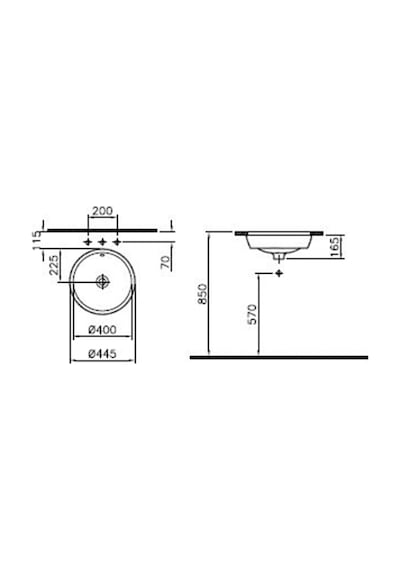 VitrA Metropole 5940B003-1082 Tezgah Altı Lavabo. 45Cm. Beyaz