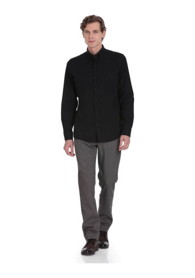 Hatemoğlu Siyah Comfort Fit 100% Pamuk Düğmeli Yaka Uzun Kollu Casual Gömlek 4111999 Hatemoğlu Siyah Comfort Fit 100% Pamuk Düğmeli Yaka Uzun Kollu Casual Gömlek 4111999