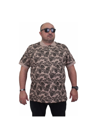 Starbattal Erkek Büyük Beden Polo Yaka Tişört Hawai 24455 Bej-Bej