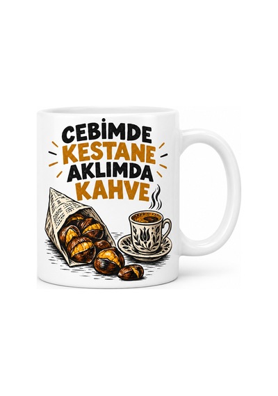 Ny Joy Sonbahar Cebi Tasarımlı Porselen Kupa - Model 832 Nyjoybz