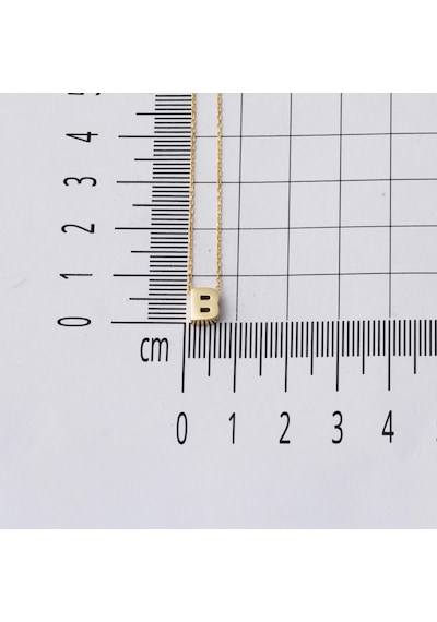 B Harfi Taşsız Minimal Harf Altın Kolye 14 Ayar