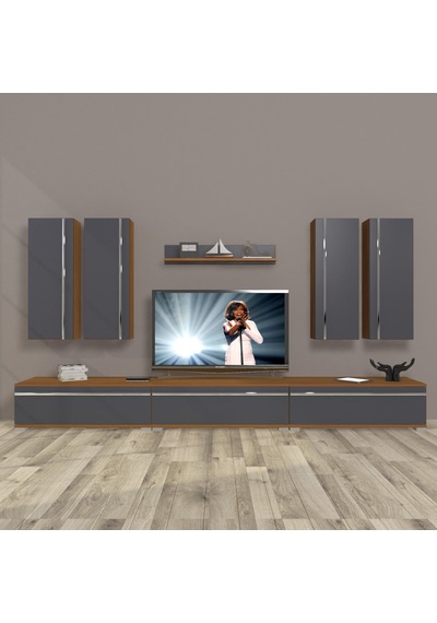 Decoraktiv Eko 8d Mdf Tv Ünitesi Tv Sehpası Ceviz - Antrasit