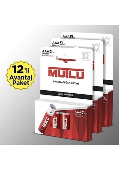 Alkalin Aaa İnce Kalem Pil, 1,5 V Lr03 , 12 Li Paket