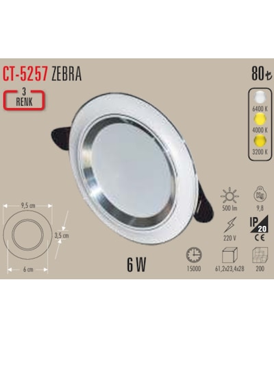 Ct-5257 Zebra 6wspot 10 Adet Beyaz - Günışığı - Sarı Işık