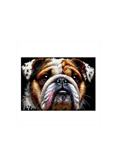 Üzgün Bulldog Portresi Modern Ahşap Tablo